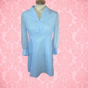 💙 VINTAGE 1960s HANDMADE MINI DRESS - MOD BABY BLUE DREAM 💙